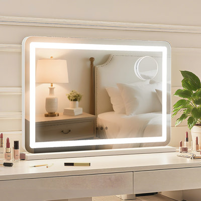 Vanity Mirror with Lights, 21.65" × 31.5" LED Makeup Mirror with Smart Touch Control, 3 Color Modes & Adjustable Brightness, Lighted Up Mirror for Makeup Desk, Bedroom, Dressing Room