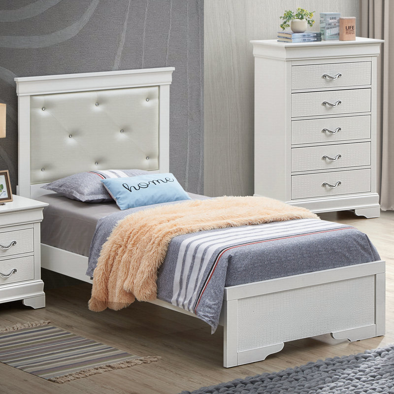 Elegant Silver Champagne Twin Bed