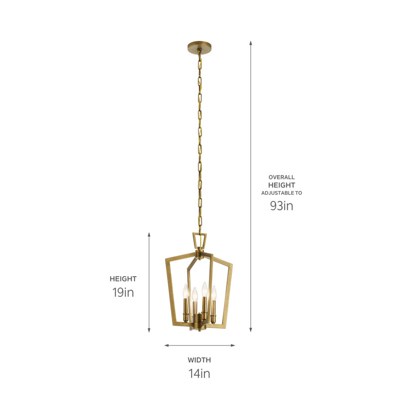 4 - Light Lantern Pendant, Natural Brushed Nickel