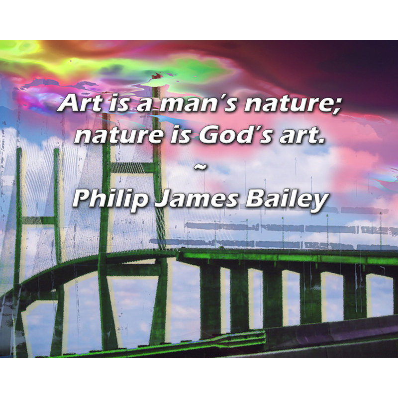 Toile tendue de la grande galerie Astoria par Philip James Bailey: «L'art est la nature d'un homme; la nature est celle de Dieu