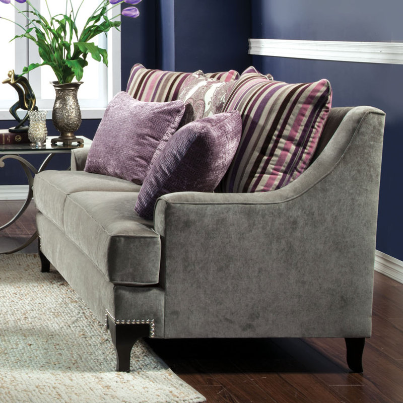 Eziya Velvet Recessed Arm Sofa, Vintage Taupe, 38" H x 91" W x 40" D