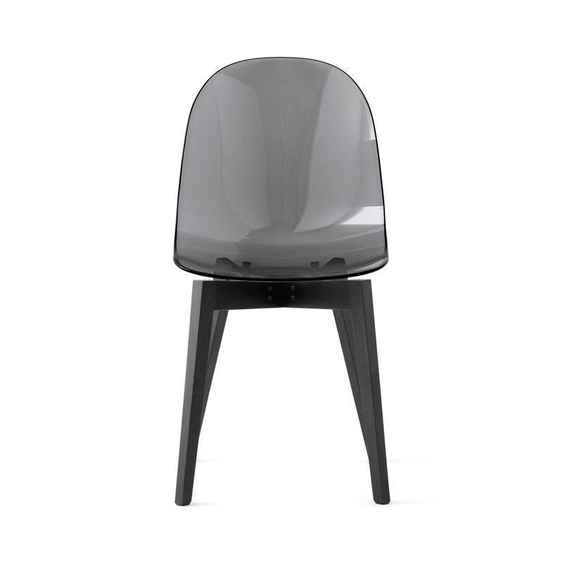 Academy Armless Chair with Wooden Frame, Transparent Smoke Gray/Graphite