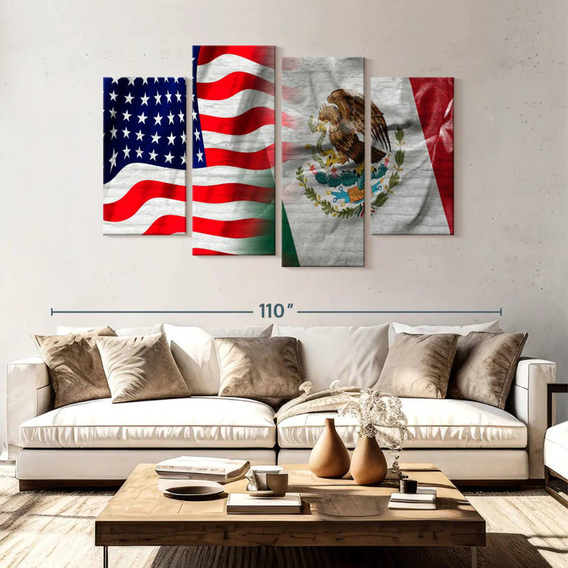 Drapeaux des États-Unis et du Mexique, H 54 po x l 84 po