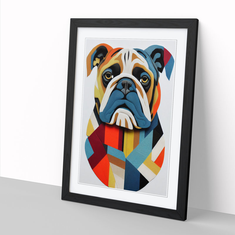 British Bulldog Abstract Vol.1 - Single Picture Frame Print, Black Framed, 64cm H x 46cm W