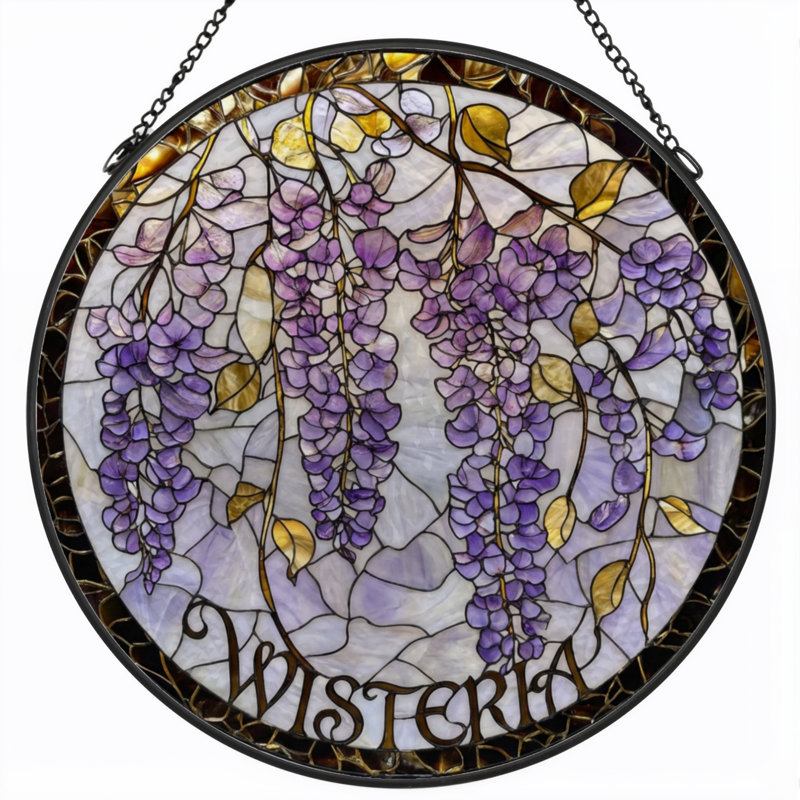 Vitrail de fenêtre en verre coloré 7,8 po H Wisteria