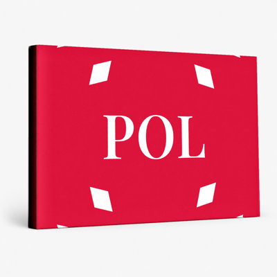 Poland World Flag Luxury Diamond Monogram — White Red — Canvas Wall Art