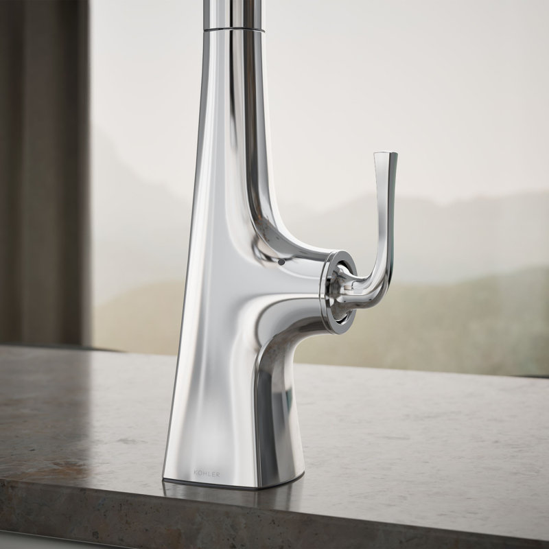 Graze Touchless Pull-Down Kitchen Sink Faucet with Voice Activation and Three-Function Sprayhead, Polished Chrome