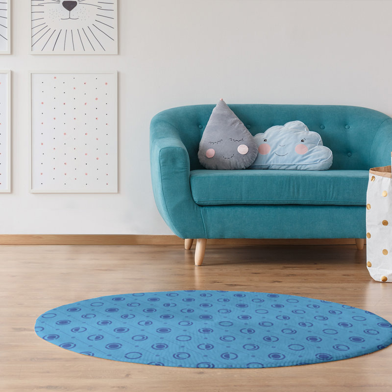 Chenille Geometric Indoor Rug, Round 5'