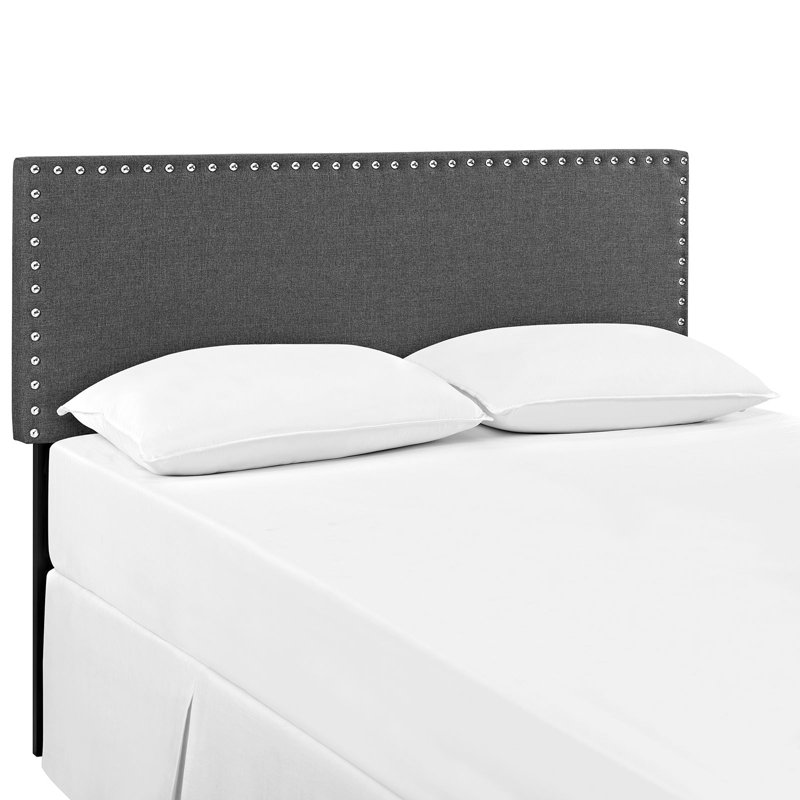 Phoebe Fabric Nail Button Trim-accented Headboard, King, Wheatgrass