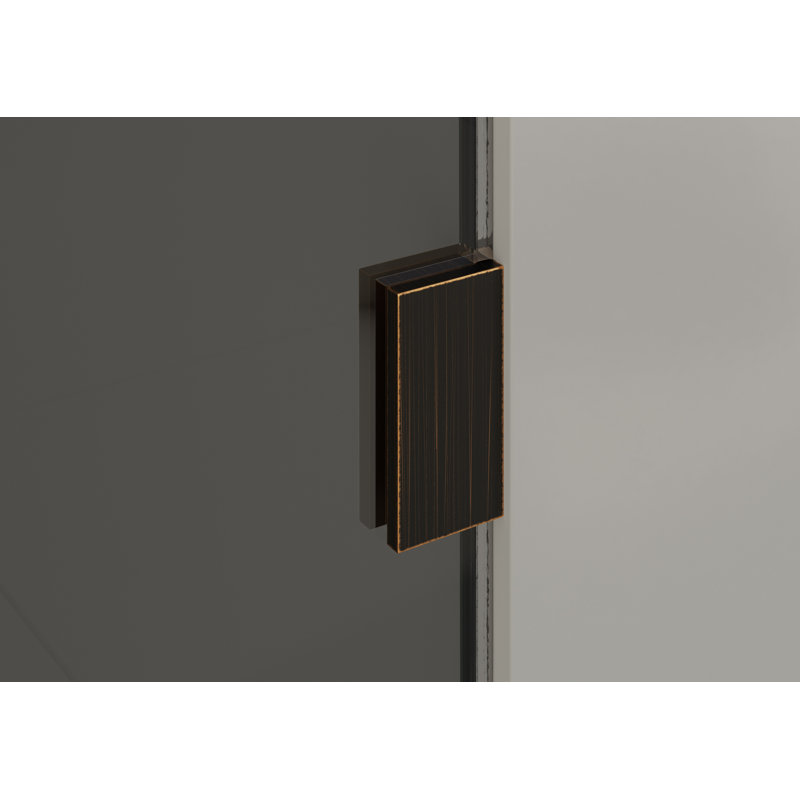 Ursa 34 in. x 58.25 in. Frameless Gray Tinted Single Fixed Bath Panel, Oil Rubbed Bronze
