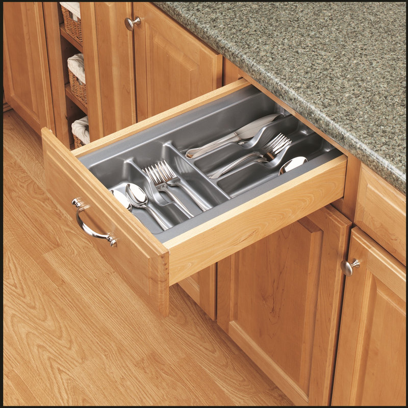 Polymer Trim to Fit Drawer Insert Cutlery Organizer, White, 2.37" H x 21.87" W x 21.25" D