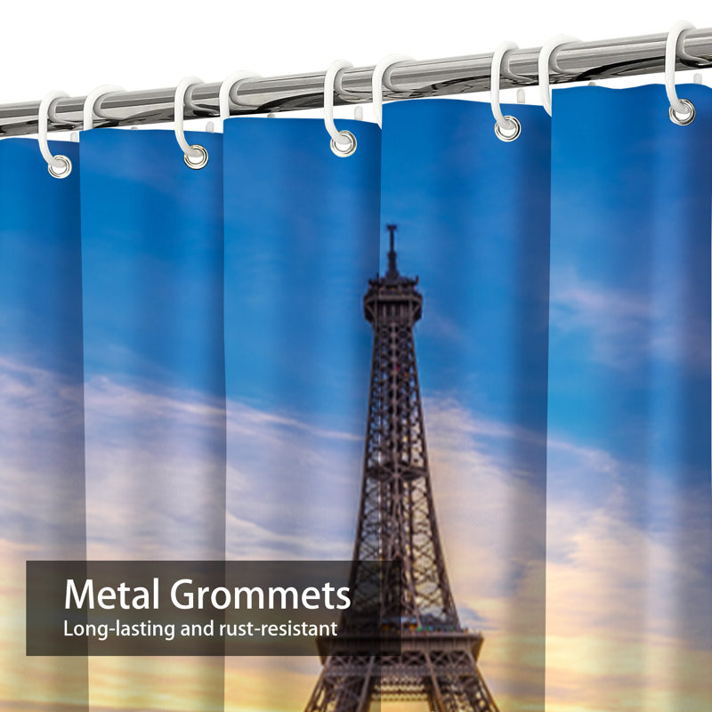 Rideau de douche Paris Tour Eiffel France avec 12 crochets, L 72 po x l 72 po