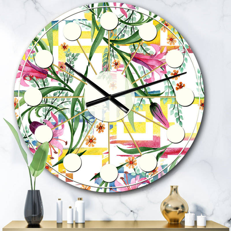 Horloge murale Floral Botanical Retro, Surdimensionné