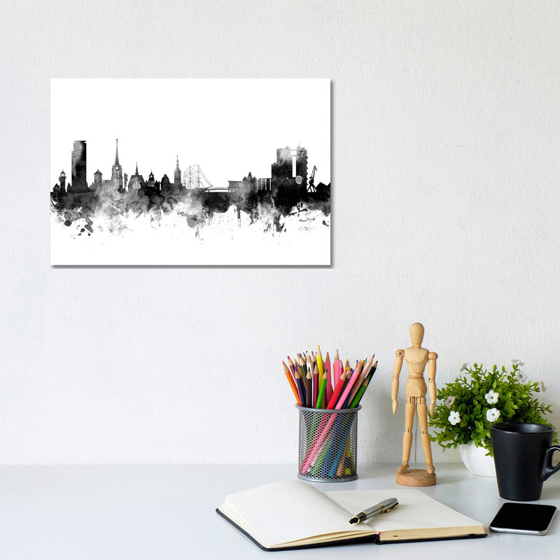 Halmstad, Sweden In Black & White by Michael Tompsett - Wrapped Canvas Gallery-Wrapped Canvas Giclée, 20.32 cm H x 30.48 cm W