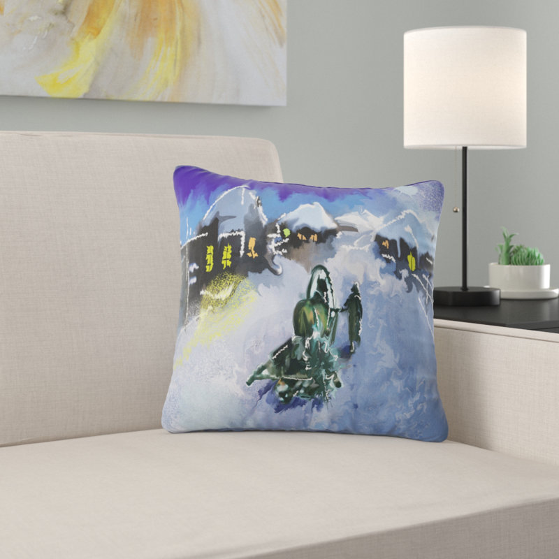 Coussin Winter Road et Night Sky, 16 po x 16 po, Coussin décoratif