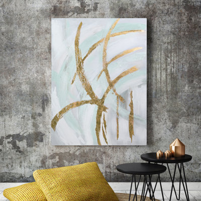 «Golden Streaks Textured Metallic» par Martin Edwards, reproduction d'art sur toile tendue