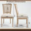 Chaise de salle à manger style français à structure carrée en bois massif avec dossier en lin, ensemble de 2