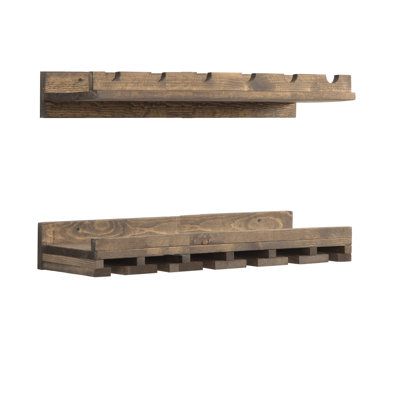 Blende Solid Wood Wall Mounted Wine Bottle & Glass Rack