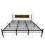 Structure de lit KING avec tête et pied de lit en bois, sommier plateforme en métal pour lit grand format-202762076