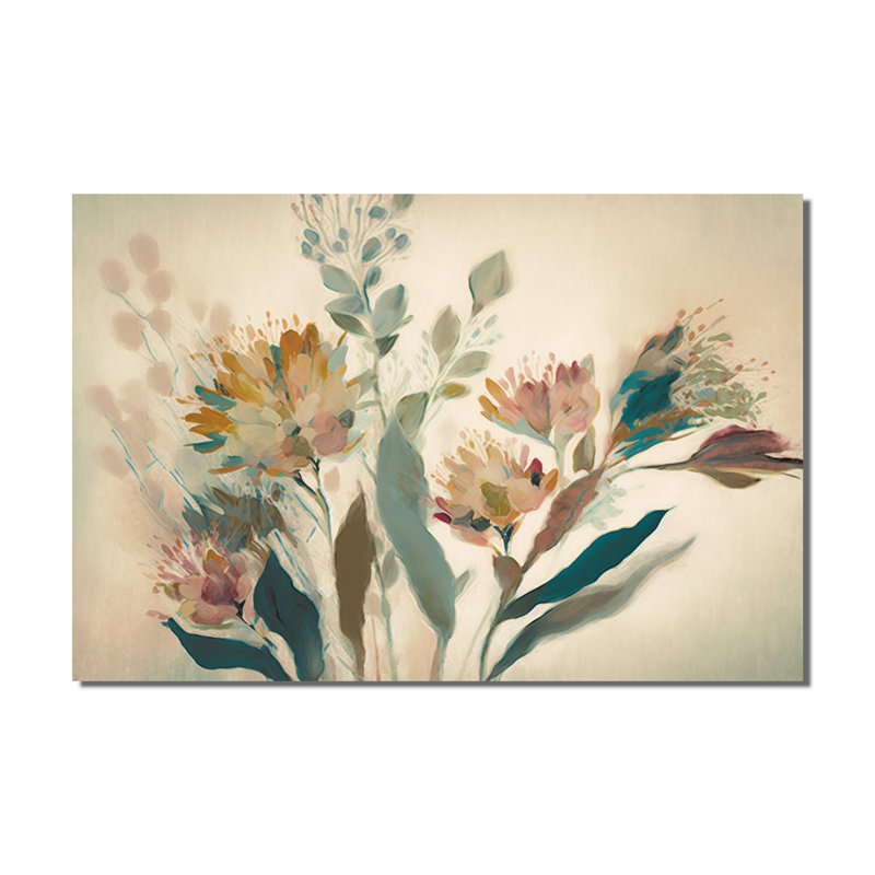 Fleurs sauvages dans des couleurs rétro délavées I - Art mural sur toile florale