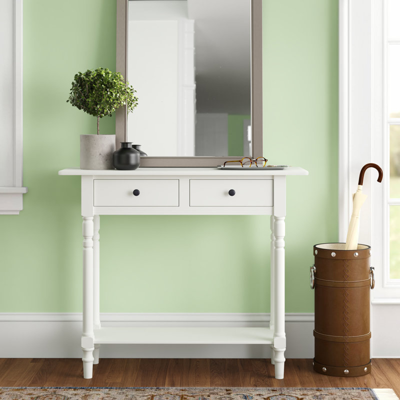 Brookshire 239.22cm Solid Wood Console Table, Distressed Cream