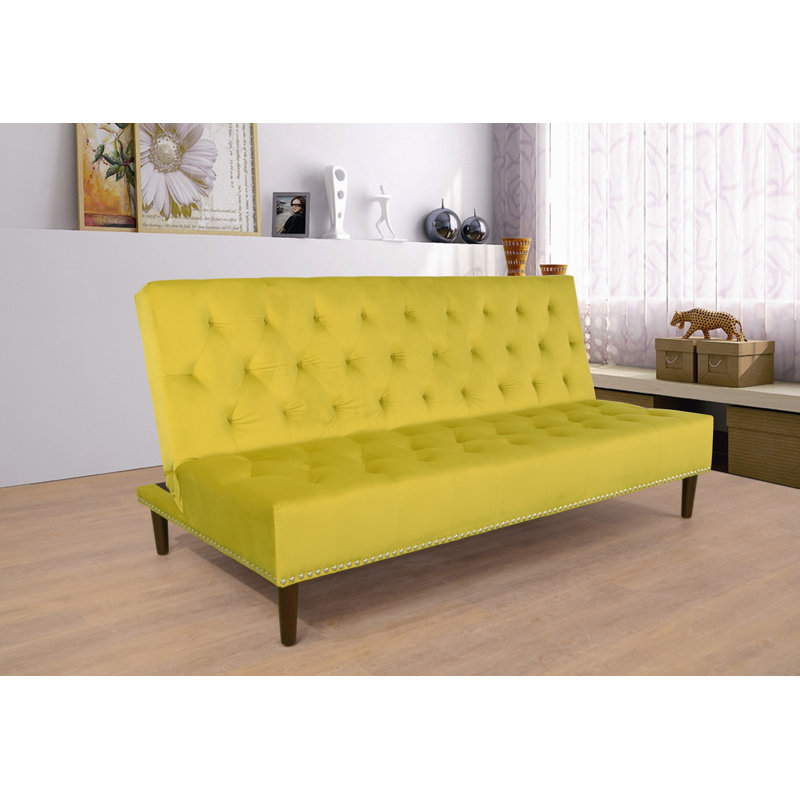 Canapé convertible de 75 po de largeur, Microfibre / microsuède canari