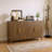 55" Organizer Walnut Garage Storage Cabinet with Curved Edges, 4 Doors & Adjustable Shelves