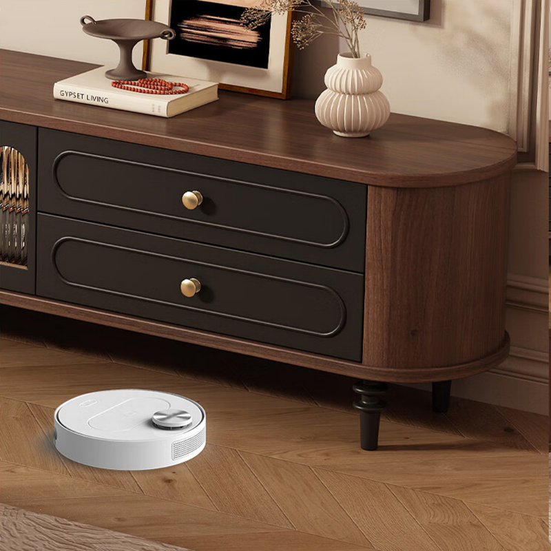 Meuble télé French Light Luxury Design, H 20,87 po x L 78,74 po x l 15,75 po, Noir / brun noix