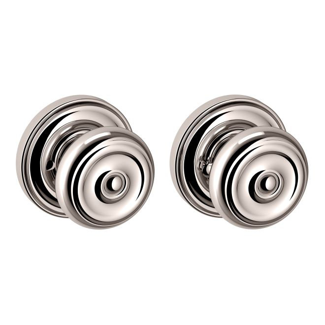 Estate Privacy Door Knob with 5148 Rose, Lifetime (PVD) Polished Nickel