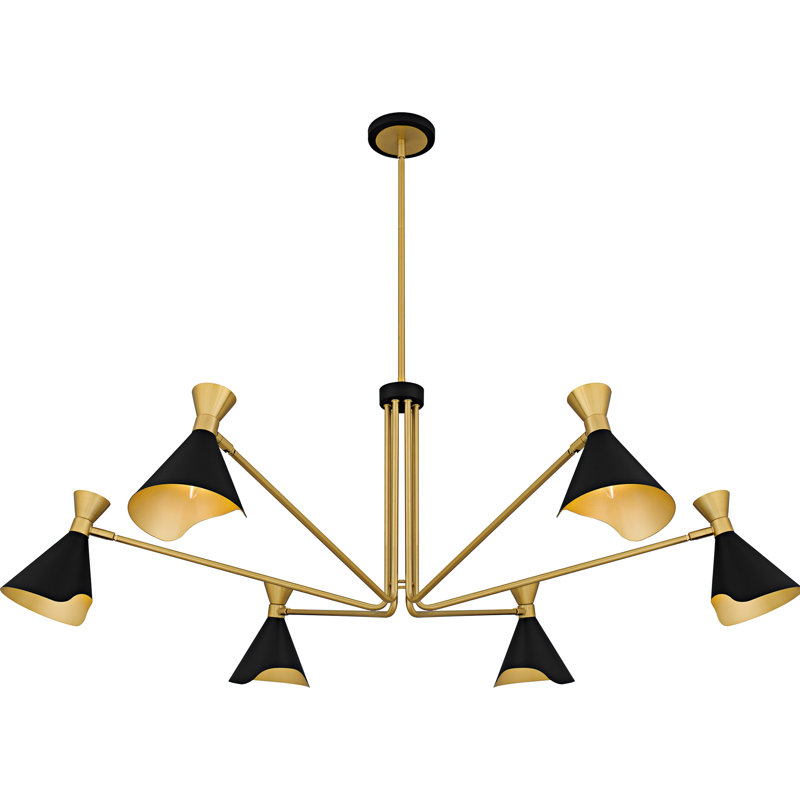 Lustre noir mat Alcala, 6 lumières, H 17,5 po x l 52 po x P 52 po