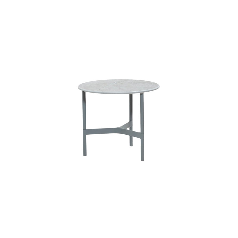 Twist Outdoor Round Teak Coffee Table, Teak/Dark Gray, 14.99" H x 17.8" W x 17.8" D