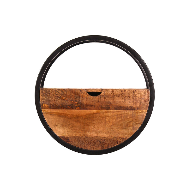 Circle Floating Shelf, Brown, 50cm H x 50cm W x 20cm D