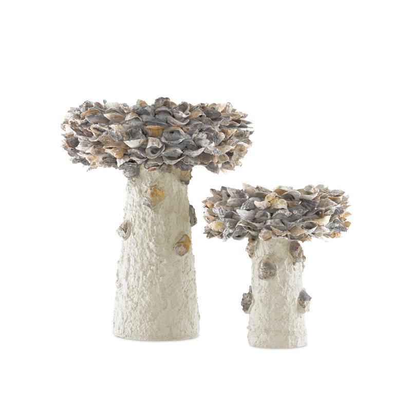 Oyster Shell Birdbath, 21.5" H x 17.5" W x 17.5" D