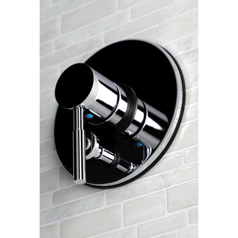 Kingston Brass Concord Single-Handle Pressure Balanced Shower Valve and Trim Set with Diverter - Valve Included, Silver