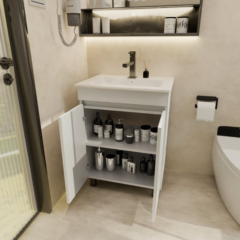 Ensemble de meuble-lavabo moderne autoportant avec lavabo et beaucoup de rangement Calvera