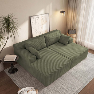 Canapé modulaire avec méridienne en forme de nuage, canapé modulaire moderne avec assise profonde, rembourré pour le salon et la chambre à coucher, aucun assemblage requis (tissu en velours côtelé moelleux)