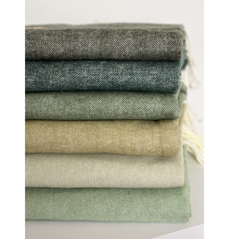 Italian Herringbone Throw Blanket, Olive