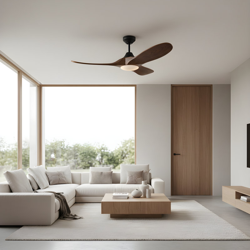 Visual Comfort Fan Maverick Smart 44 LED Indoor Ceiling Fan with Threaded Downrod, Dark Walnut blades and Handheld Remote