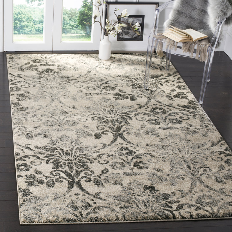 Tapis oriental crème / gris Troisi, Rectangle 8 pi x 10 pi