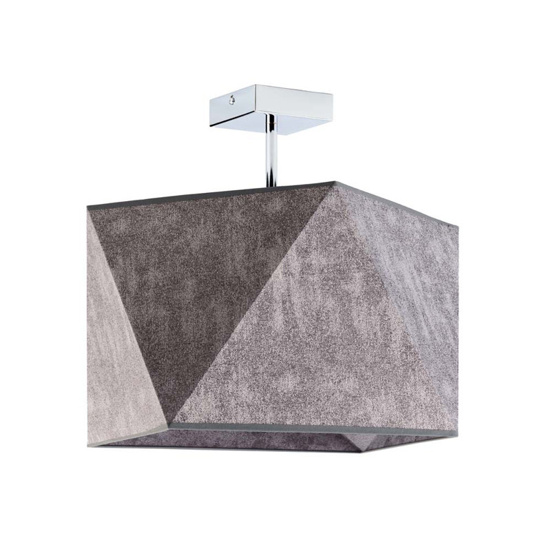 Demarian Fabric Semi Flush Mount, Rustic Grey, Silver