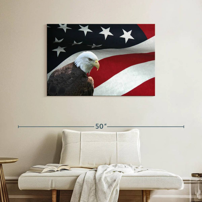 Brampt US Flag And The Bald Eagle, 26" H x 39" W