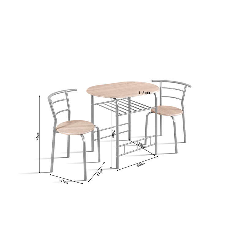Tabarez 2 - Person Dining Set, Silver