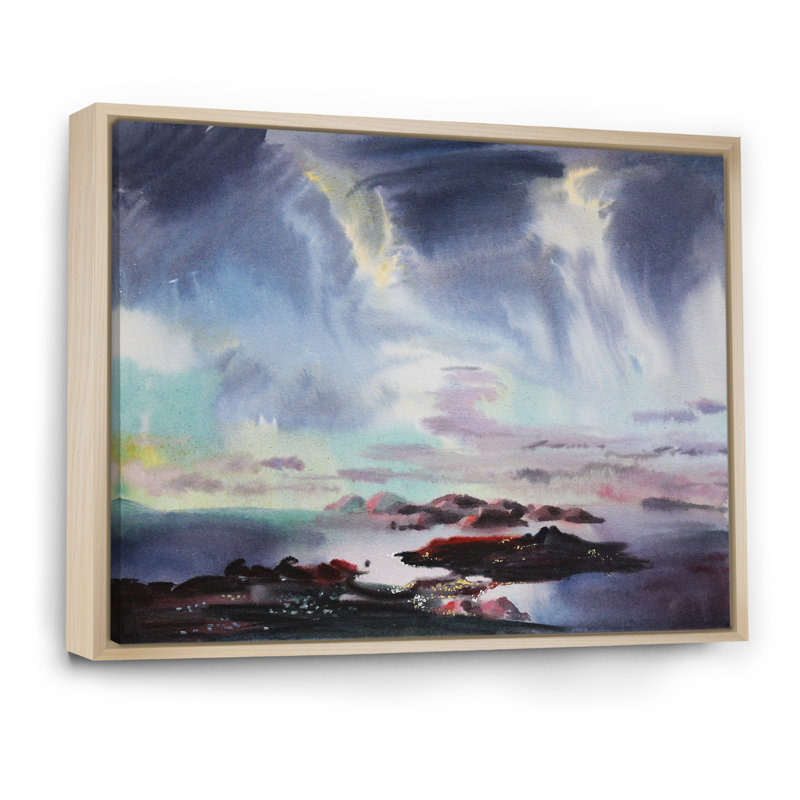 «Storm Clouds Over the Ocean», impression sur toile encadrée, H 8 po x l 12 po x P 1 po, Cadre naturel flottant