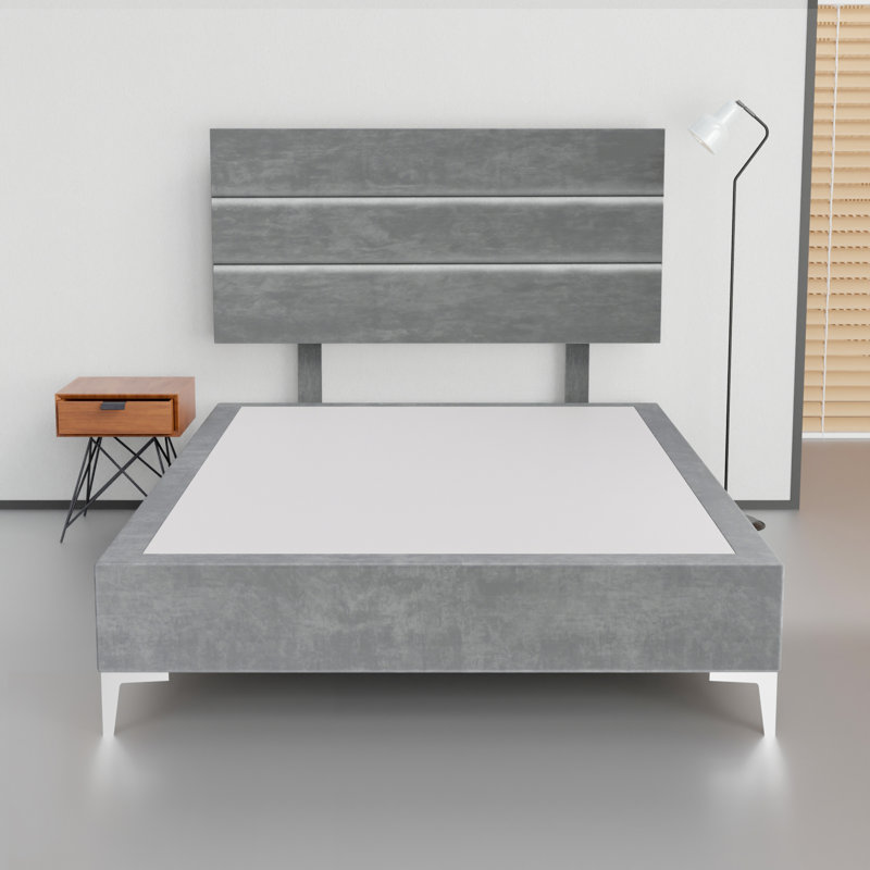 Lit plateforme tapissier Allivia, Complète, gris