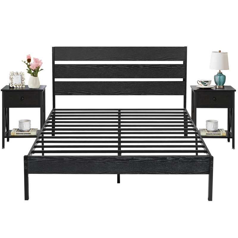 Purtell Steel Piece Bedroom Set, Full / Double, Black