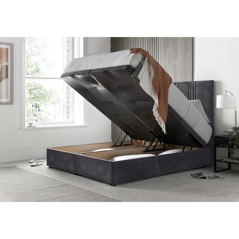 New Empire Conistan Ottoman Storage Bed with Floor Standing Headboard, Super King (6'), Charcoal