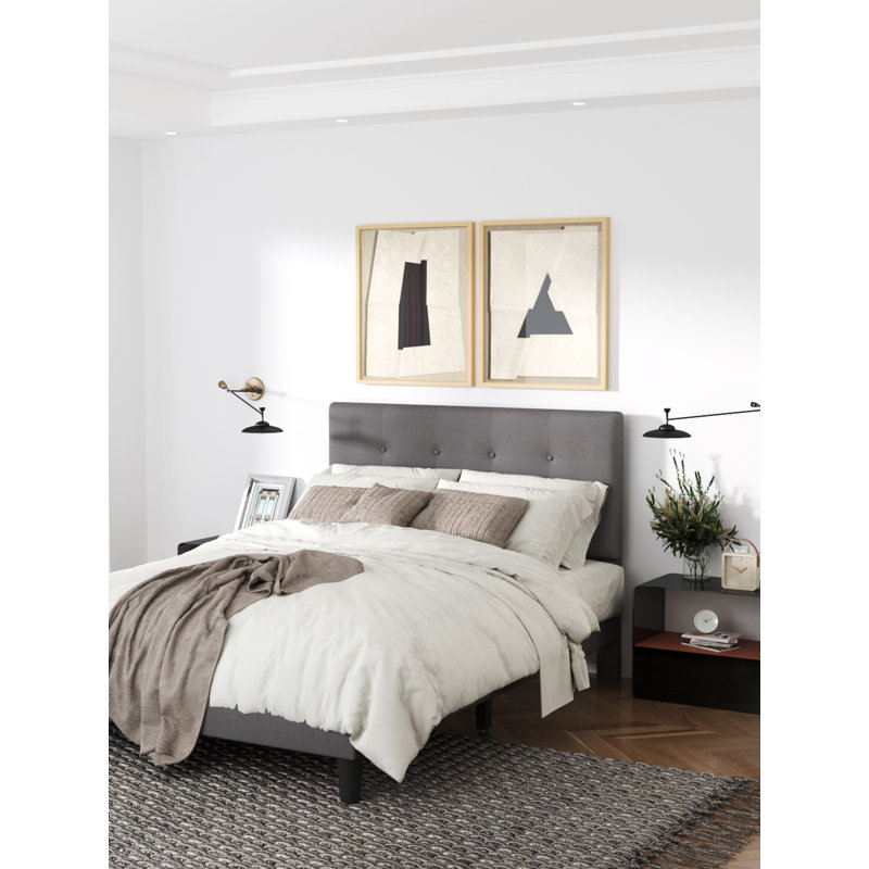 Lit tapissier Dora, Double, Gris
