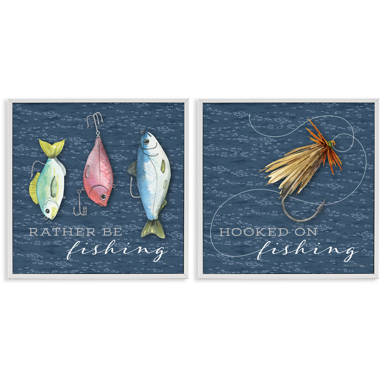 «Gone Fishing Sayings», ensemble de 2 giclées encadrées, design par Holly Thomas Stein, H 12 po x l 24 po