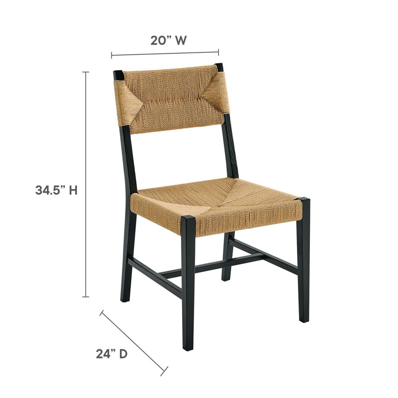 Elm Wood and Cane Black/Natural Dining Side Chair