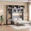 Grand lit escamotable moderne avec rangement en MDF gris pour une vie compacte